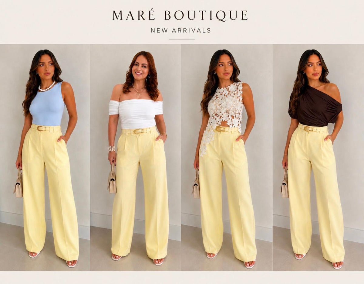 Pantalón Wide Leg Amarillo Pastel - Maré Boutique