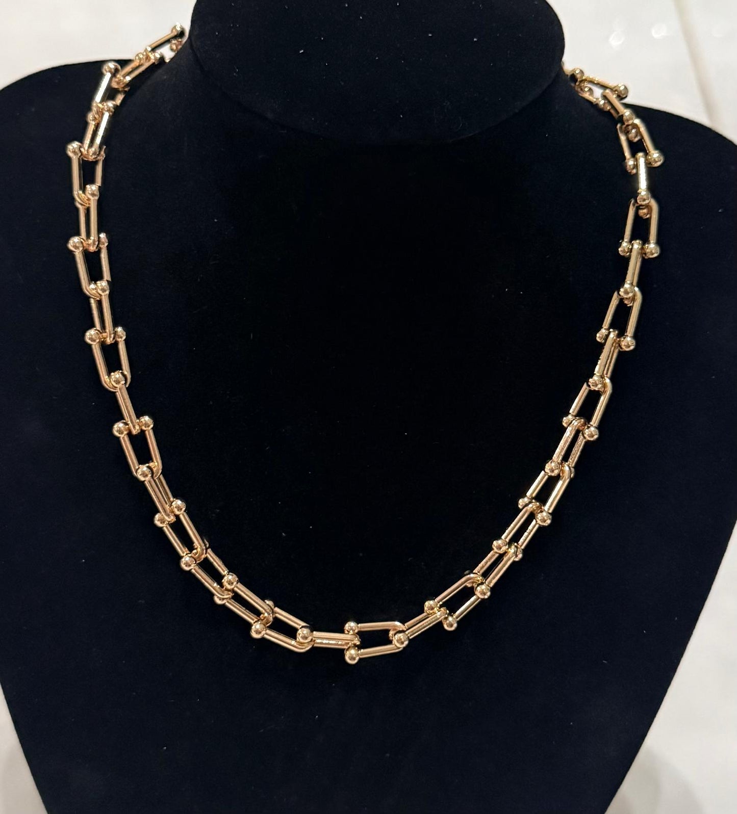 Collar Cadena Eslabón Rectangular Dorado