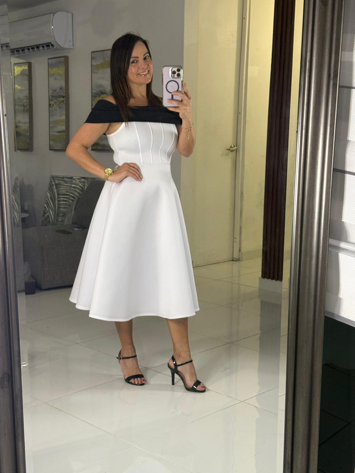 Vestido Bicolor Blanco Negro