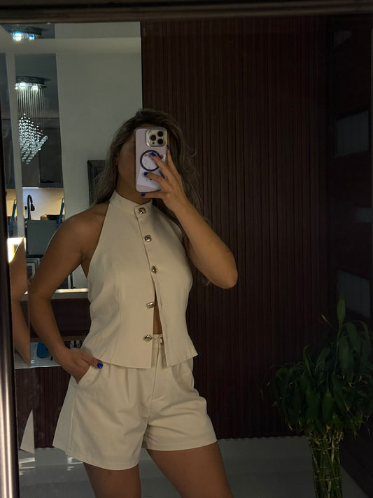 Set Halter Shorts Beige