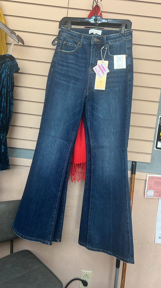 Jeans flare tummy control azul oscuro