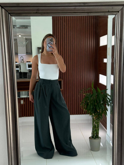 Pantalón Wide Leg Verde Olivo