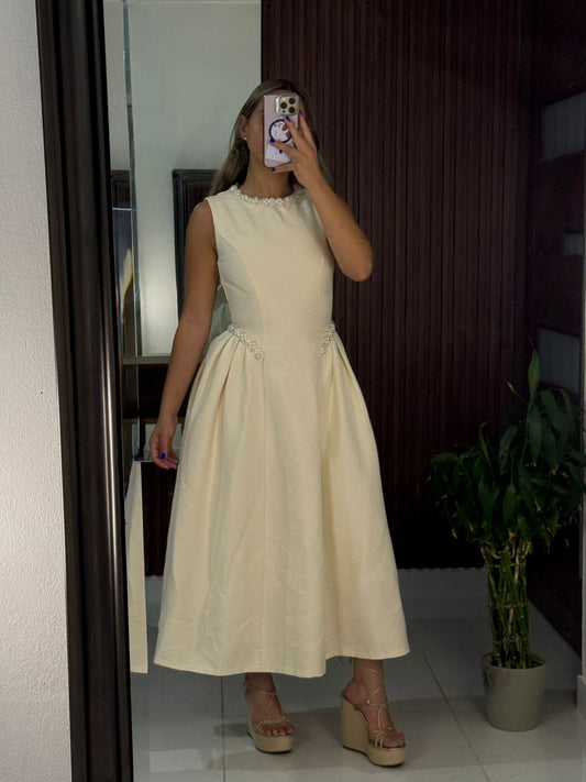 Vestido Perlas Ivory