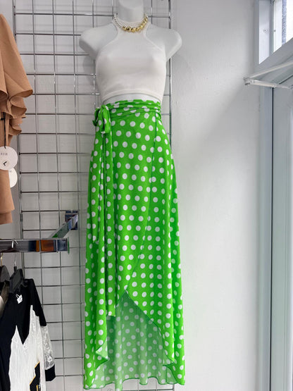 50 - Falda Verde Lunares Blancos