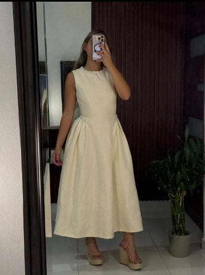 Vestido Perlas Ivory