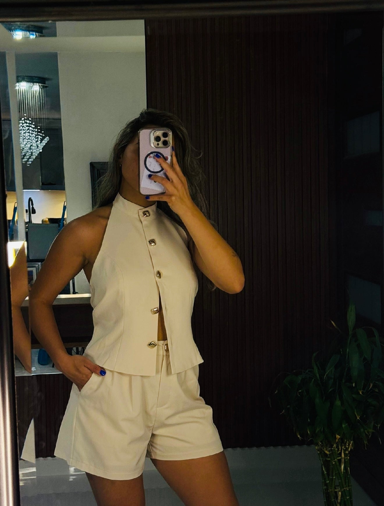 Set Halter Shorts Beige