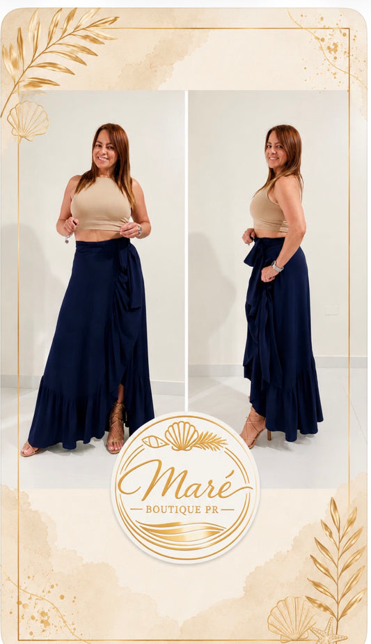 48 - Falda Azul Marino con Volante