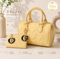 Set Bolso + Cartera Amarillo Acolchado Corazones