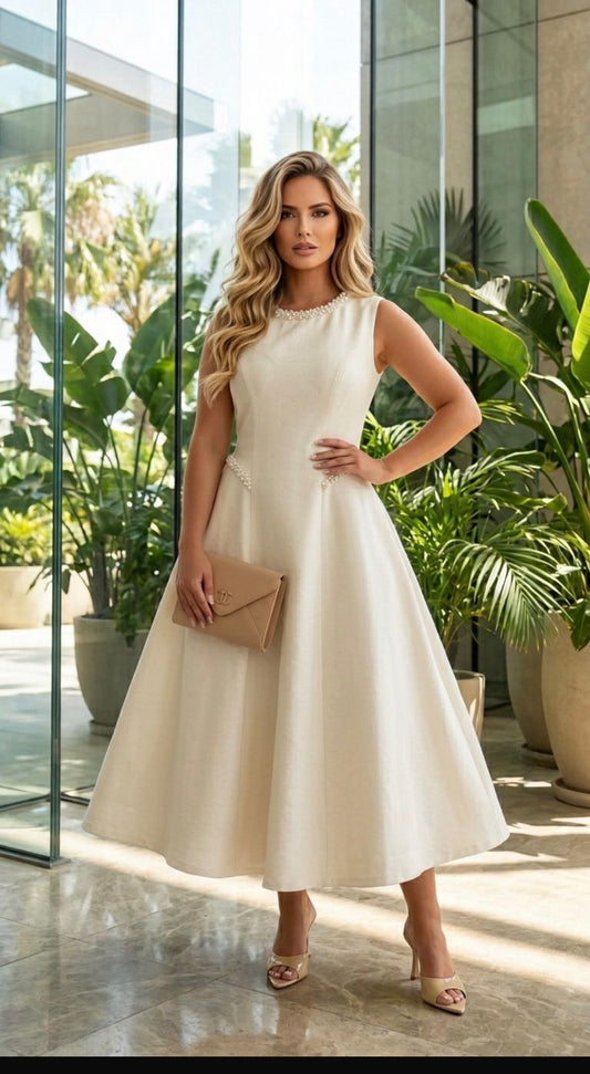 Vestido Perlas Ivory