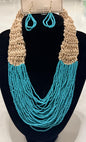 Set Collar y Pantallas Cuentas Turquesa Boho