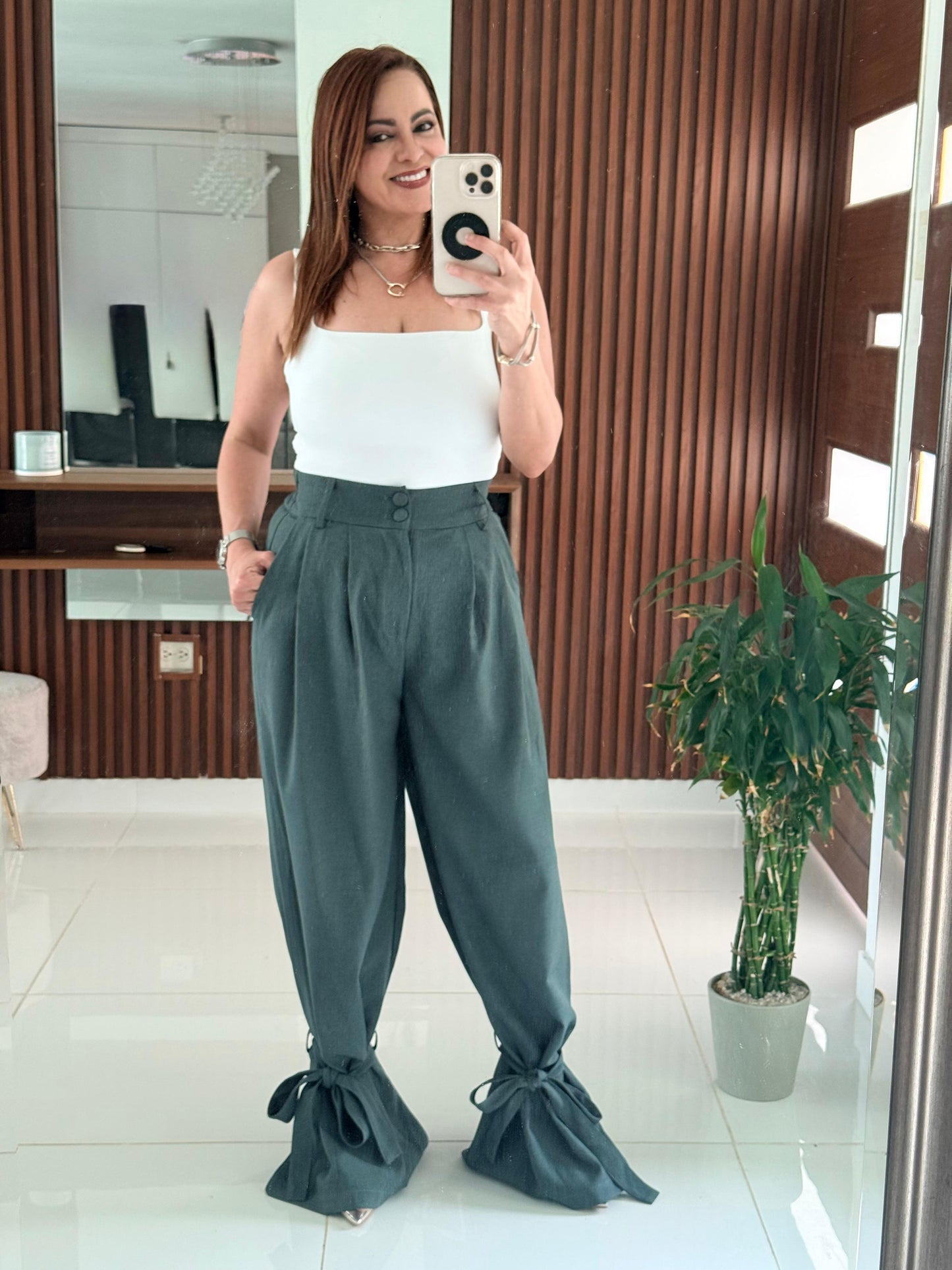 Pantalón Wide Leg Verde Olivo
