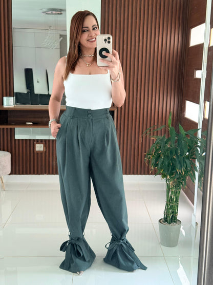 Pantalón Wide Leg Verde Olivo