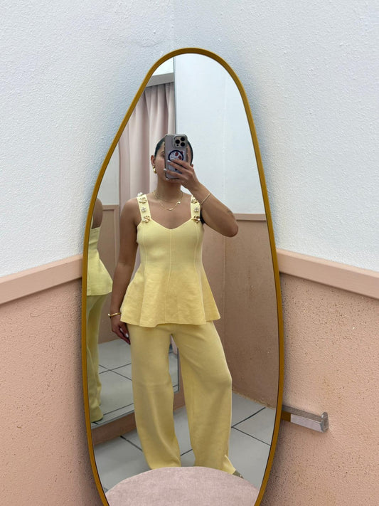 Set Amarillo Top y Pantalón Palazzo