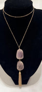 Collar Doble Cadena con Piedras y Borla Dorada
