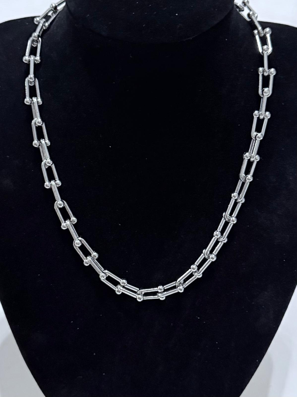 Collar Cadena Eslabón Plateado