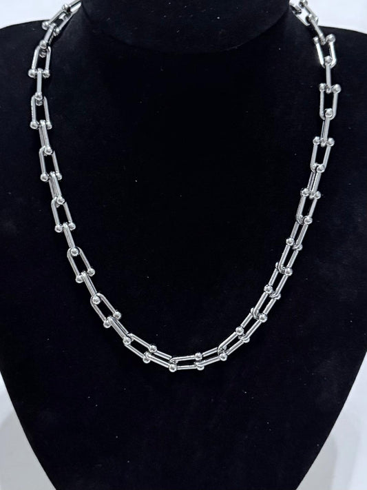Collar Cadena Eslabón Plateado