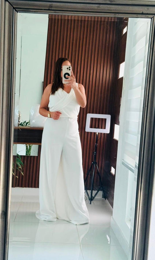 Jumpsuit Largo Blanco Elegante