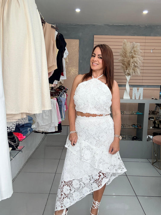 Set encaje floral blanco – vista completa
