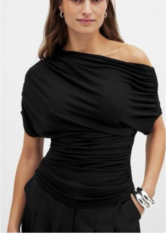 Top Chocolate Off-Shoulder Drapeado
